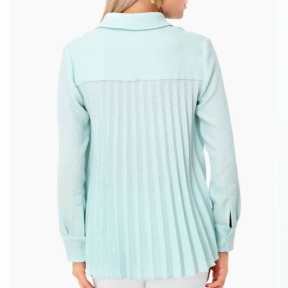 Tuckernuck Pleated Top Adele Sea Glass Blue Size XS NWT - Picture 4 of 12
